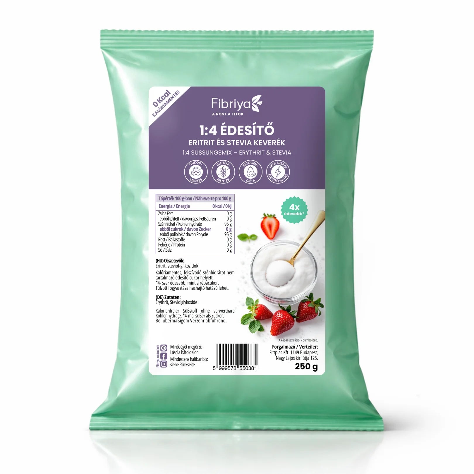 Fibriya mieszanka słodząca 1:4 – erytrytol i stewia 250g