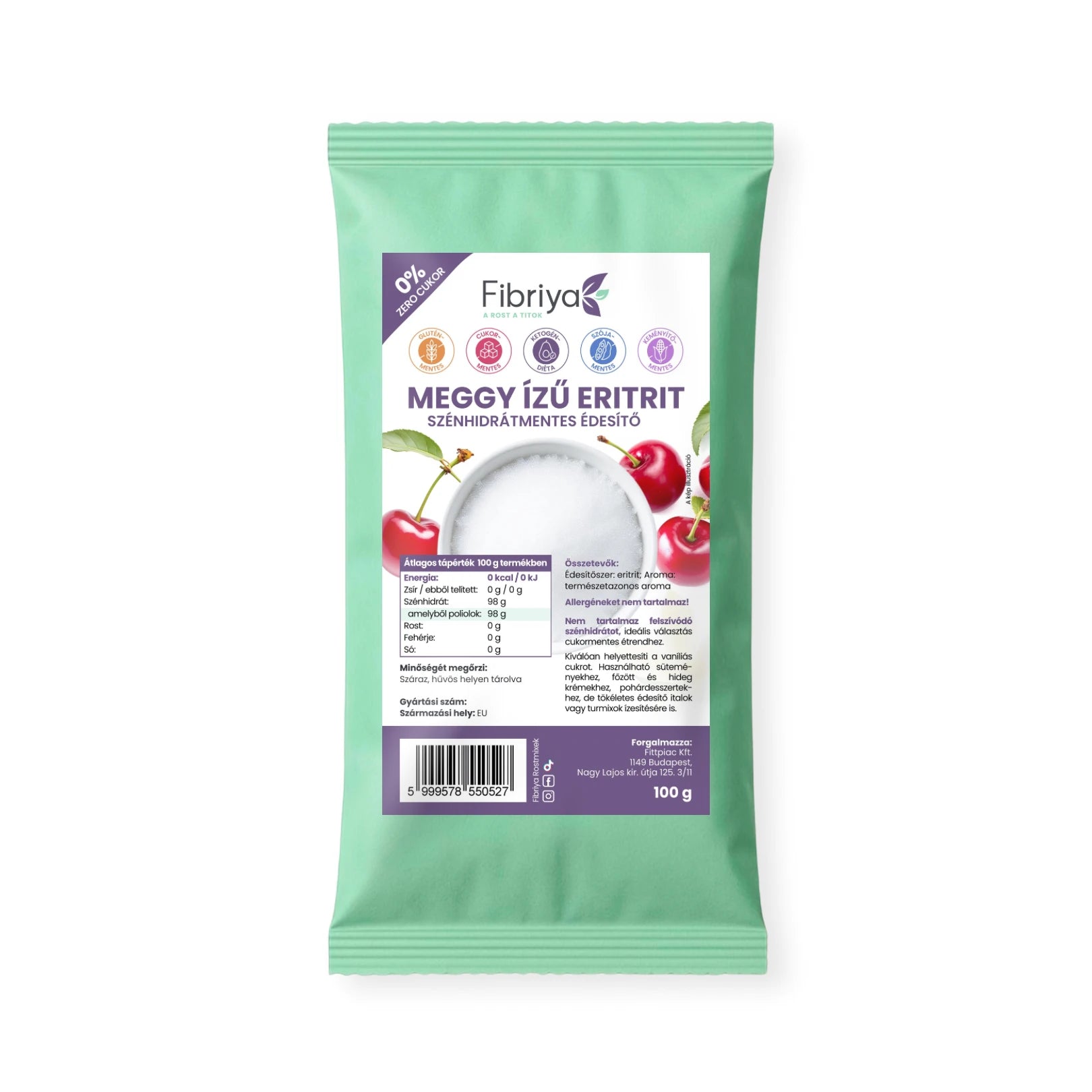 Fibriya Erythrit Sauerkirsche – Kohlenhydratfrei 100g