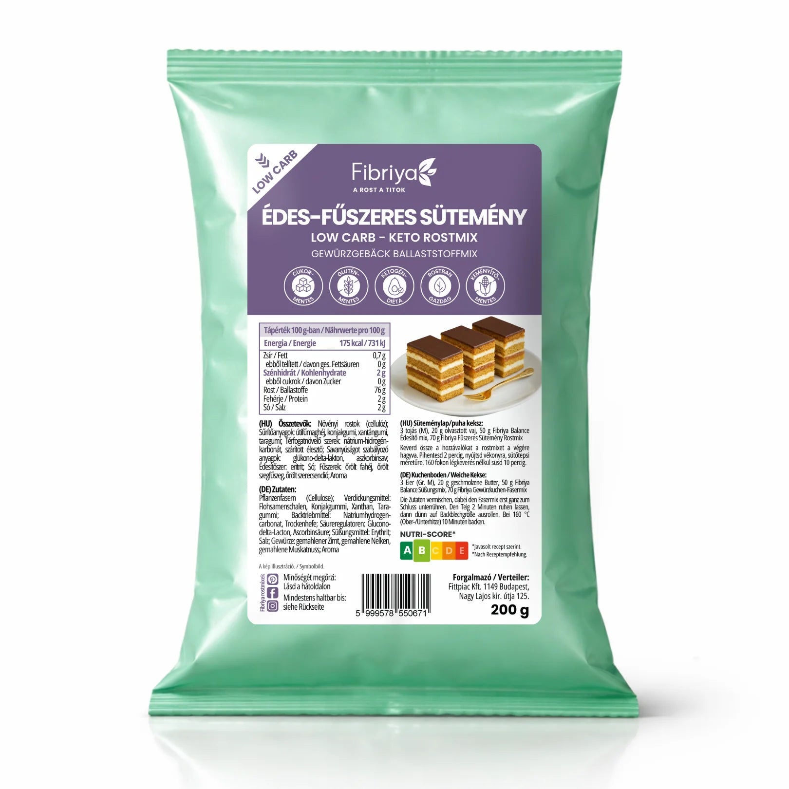 Fibriya słodko-korzenne ciasto – niskowęglowodanowa keto mieszanka błonnikowa 200g