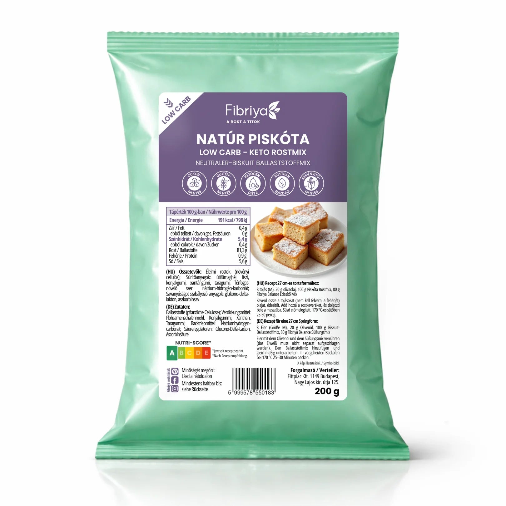 Fibriya biszkopt neutralny – niskowęglowodanowa keto mieszanka błonnikowa 200g