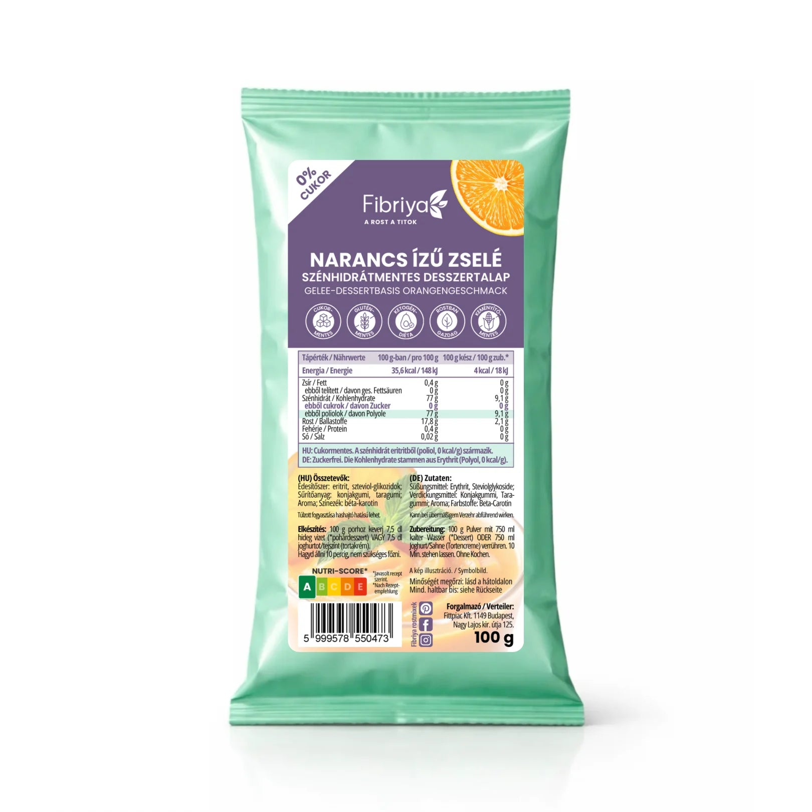 Fibriya Orangen-Gelee – Kohlenhydratfreie Dessertbasis 100g