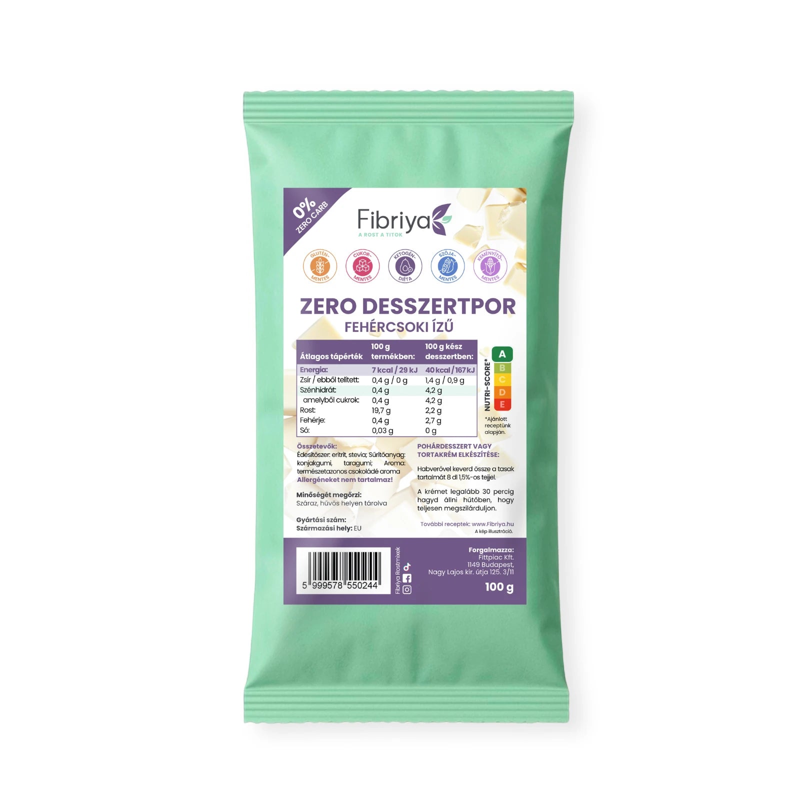 Fibriya Zero Dessertpulver Weiße Schokolade 100g