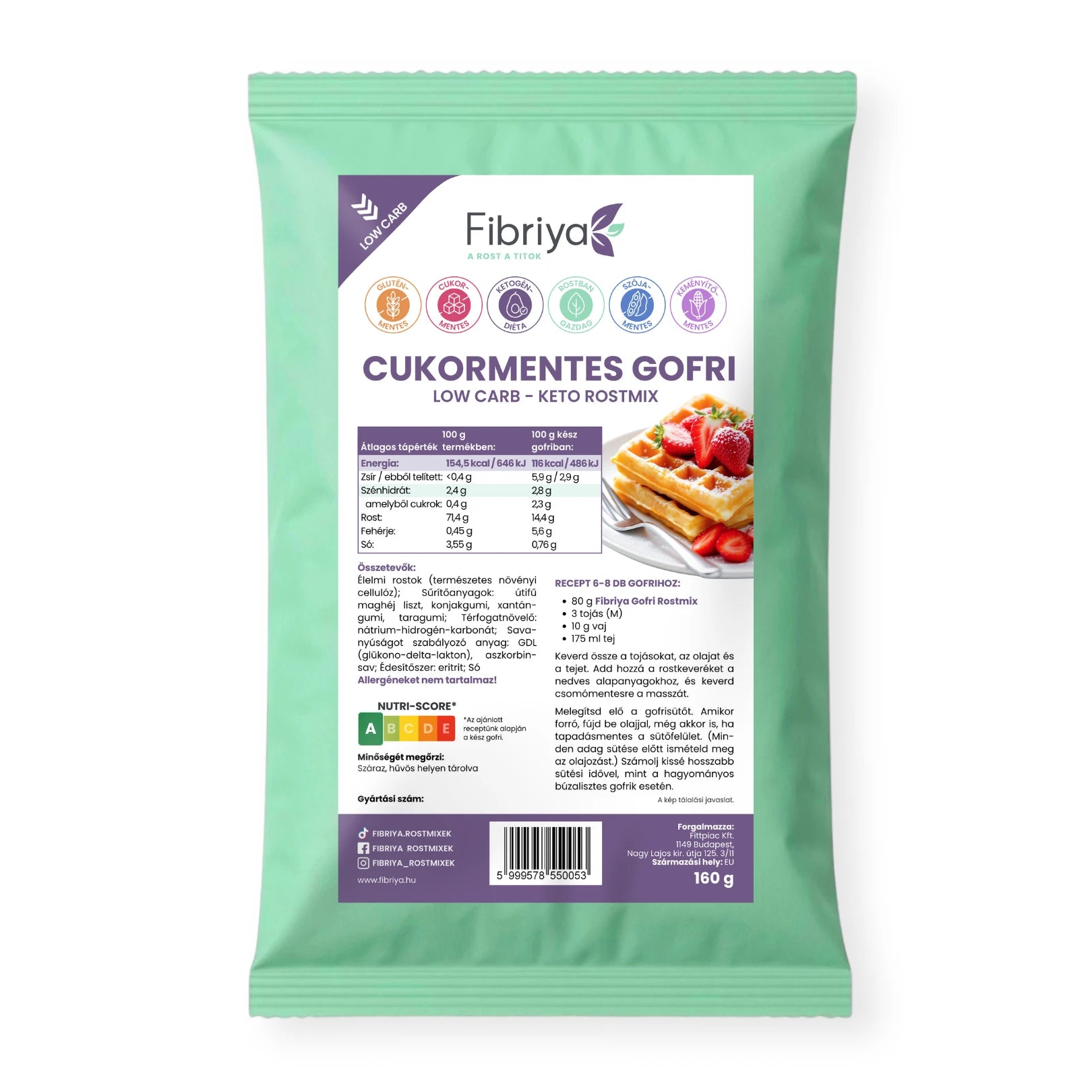 Fibriya gofry bez cukru – niskowęglowodanowa keto mieszanka błonnikowa 160g
