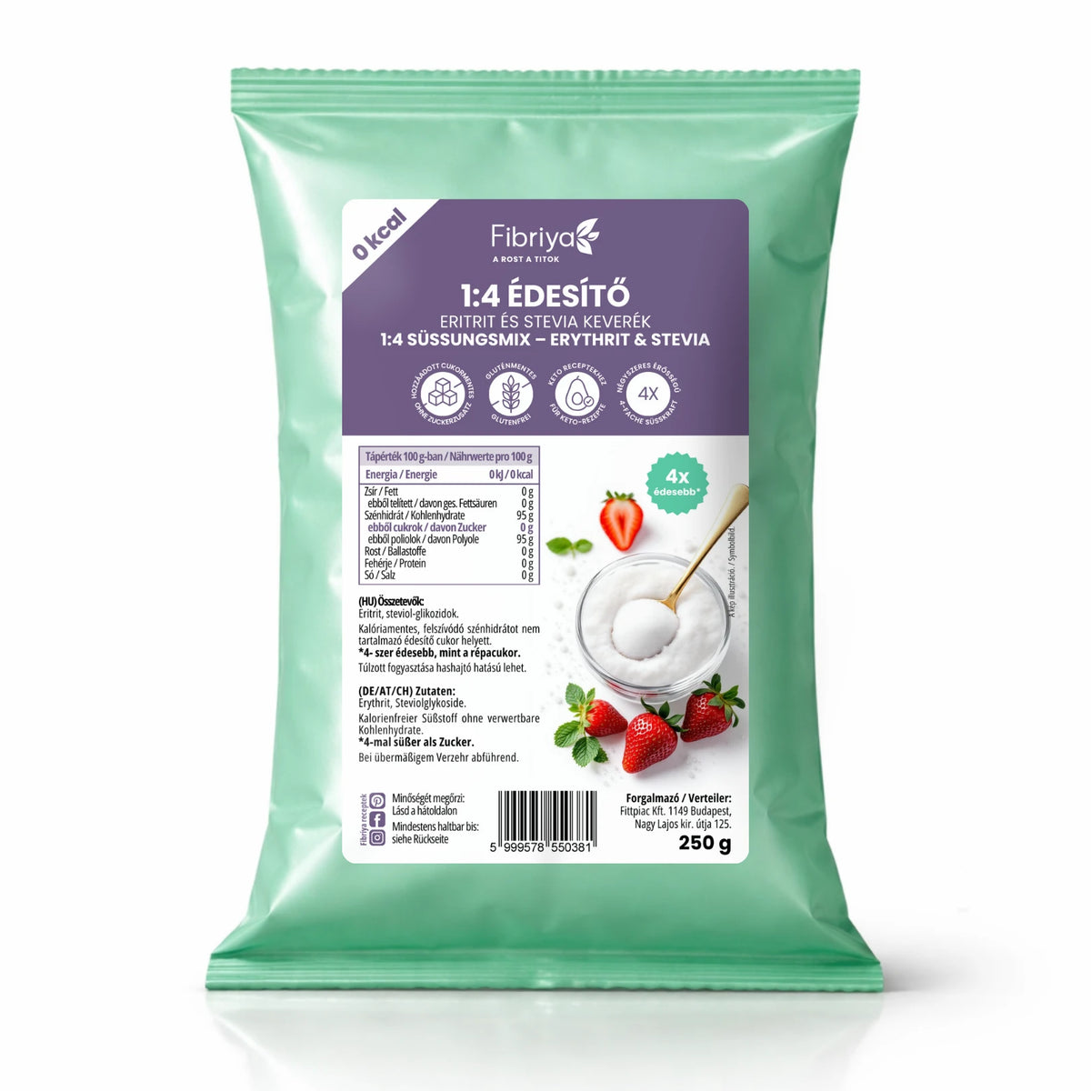 Fibriya 1:4 Süßungsmix – Erythrit & Stevia 250g