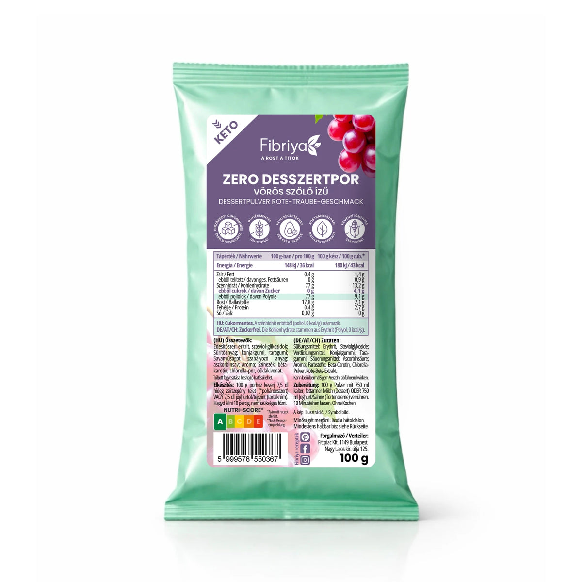 Fibriya Zero Dessertpulver Rote Traube 100g