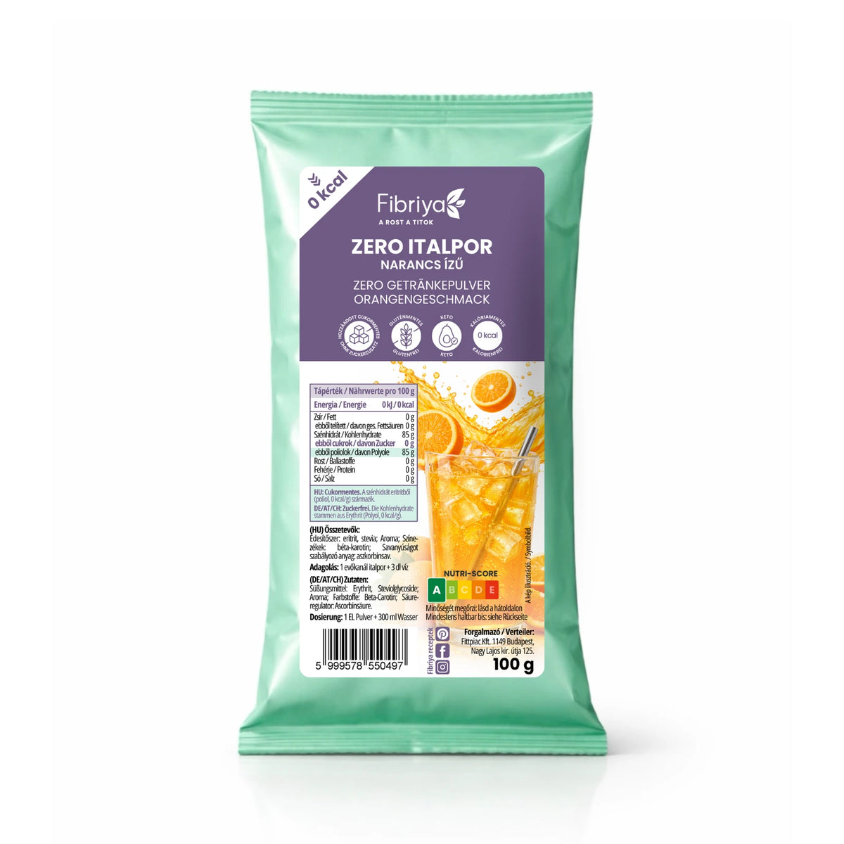 Fibriya Zero Getränkepulver Orange 100g